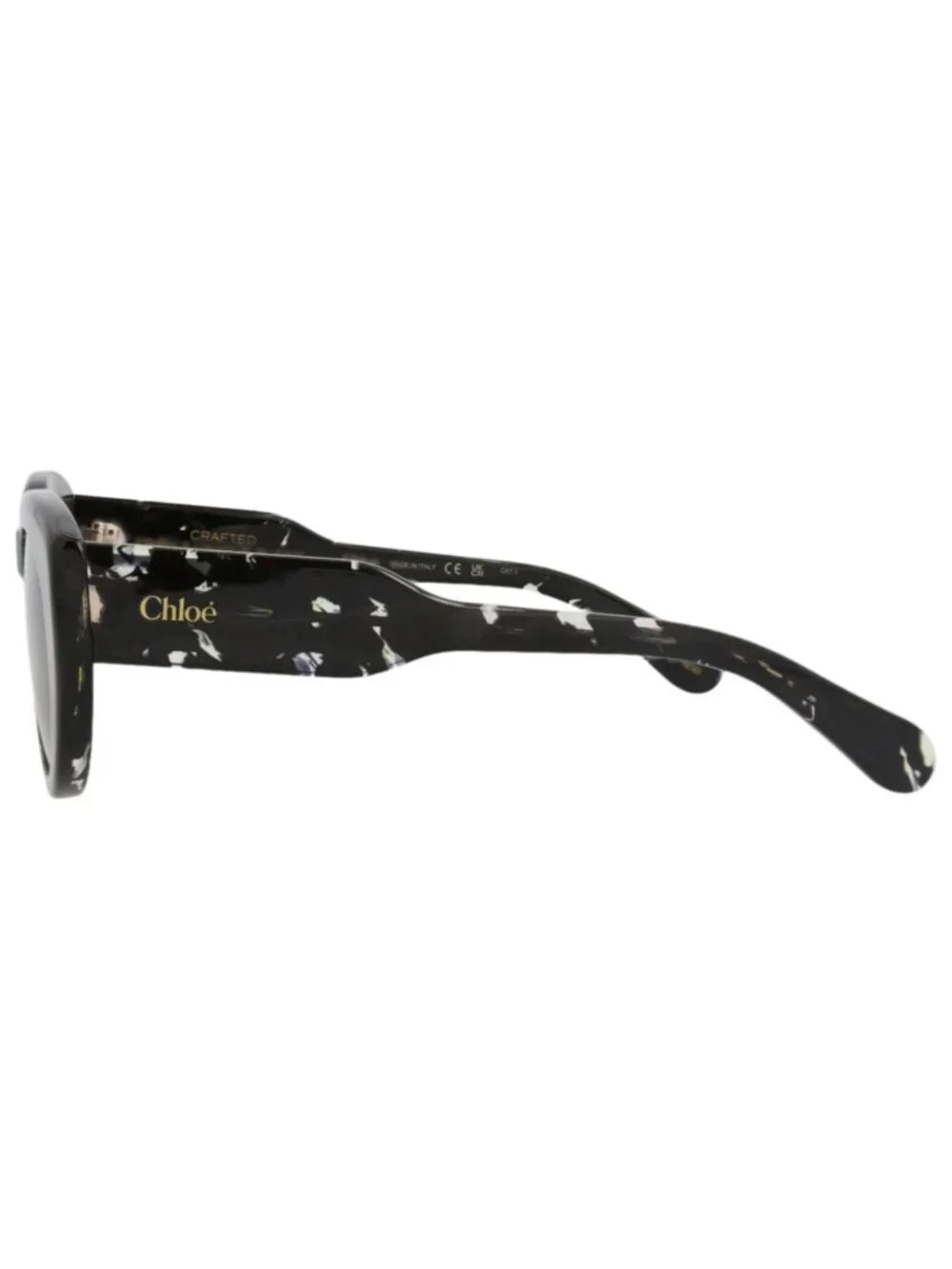New Chloé Women's Sunglasses Round Oval Recycled Acetate Frame Black Black Grey